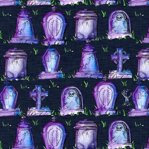 Colourful watercolour tombstones 