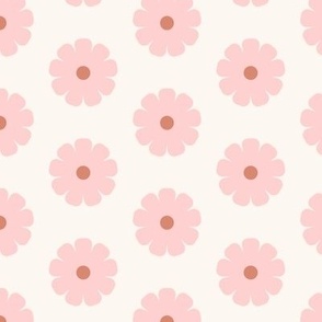 daisies in rows - pink and cream
