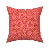 Scandinavian Checker Blooms - Orange and Pink - MED