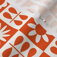 Scandinavian Checker Blooms - Orange and White - LG