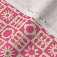 Scandinavian Checker Blooms - Vintage Hot Pink - MED