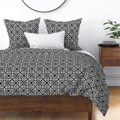 Scandinavian Checker Blooms - Black and White - Large