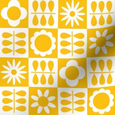 Scandinavian Checker Blooms - Yellow and White - Large