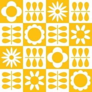 Scandinavian Checker Blooms - Yellow and White - Large