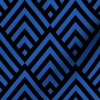 New Art Deco Classic Blue Black scales stripes Wallpaper