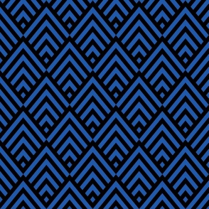 New Art Deco Classic Blue Black scales stripes Wallpaper