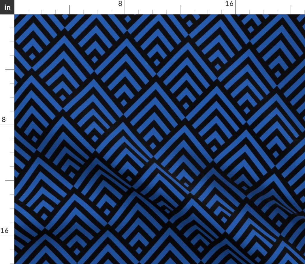 New Art Deco Classic Blue Black scales stripes Wallpaper