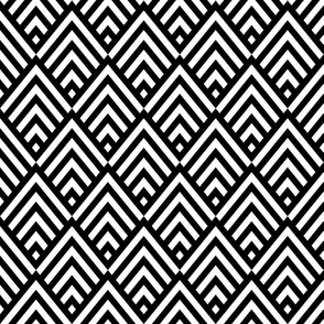 New Art Deco Black White scales stripes Wallpaper