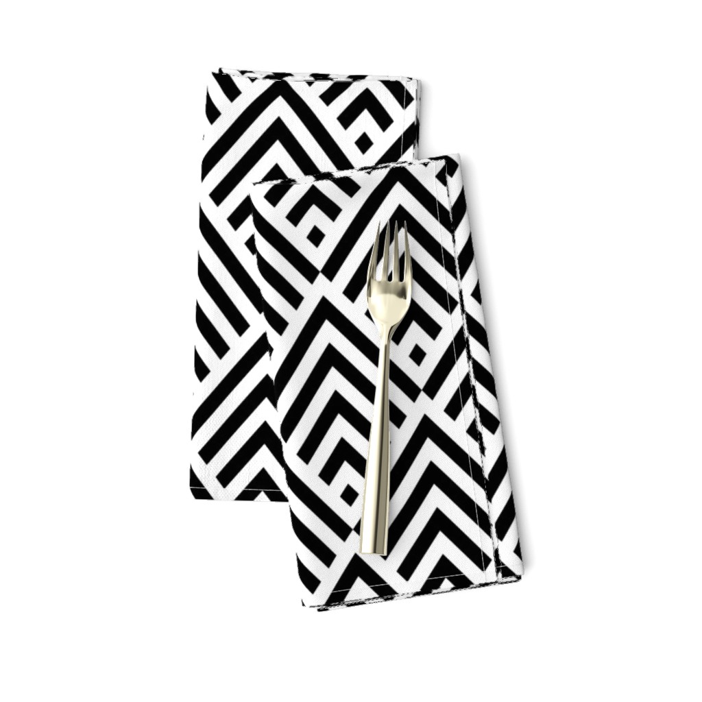 New Art Deco diamonds stripes White Black