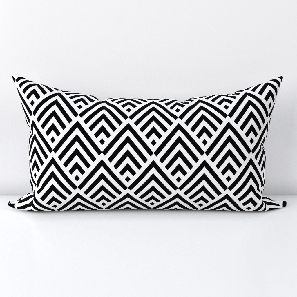 New Art Deco diamonds stripes White Black