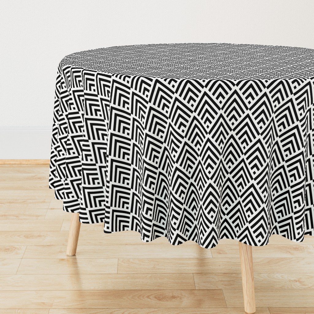 New Art Deco diamonds stripes White Black