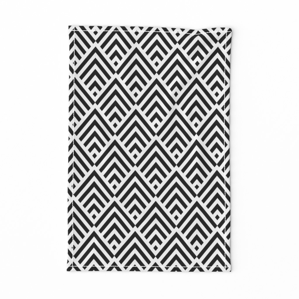 New Art Deco diamonds stripes White Black