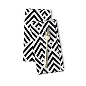 New Art Deco diamonds stripes White Black