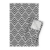 New Art Deco diamonds stripes White Black