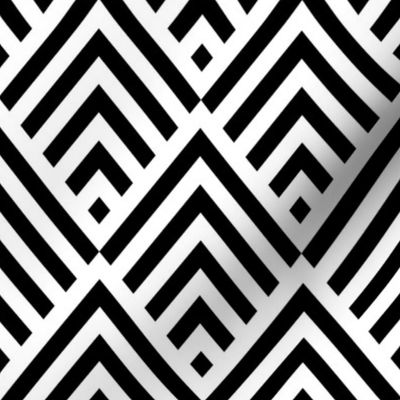 New Art Deco diamonds stripes White Black