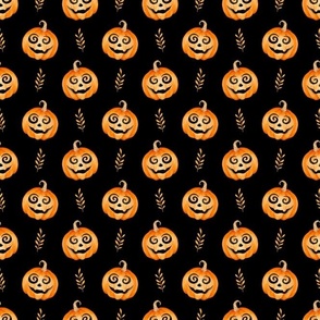 Medium Scale Halloween Jackolantern Pumpkins on Black