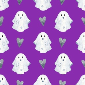 Large Scale Halloween Ghosts on Purple