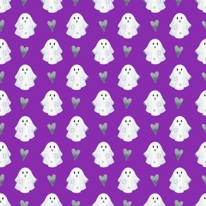 Medium Scale Halloween Ghosts on Purple