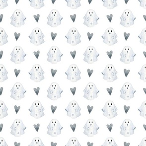 Medium Scale Friendly Halloween Ghosts on White