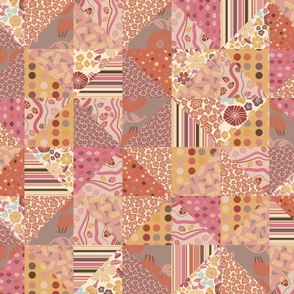 Quilt Block-Faux Quilt-Honeycomb-Pink Villa Palette
