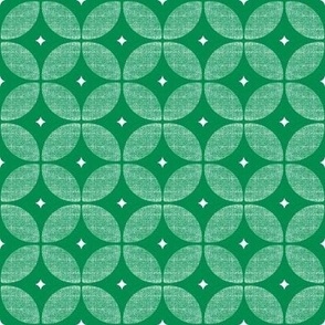 Green Atomic Retro flower geometric circle pattern fabric and wallpaper