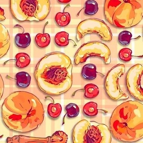 Pie Bakin’ Day Small | Peaches + Cherries | Light Yellow