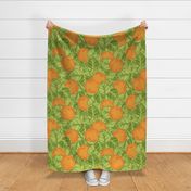 UPDATE! Hand Drawn Vibrant Mediterranean Citrus and foliage in Orange and Green
