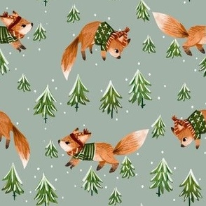 cozy foxes-mint