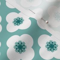 poppy geometric in sea glass,  white and teal 
