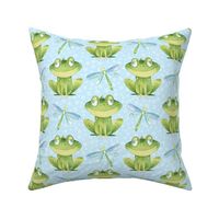 Large Scale Frogs and Dragonflies on Blue 