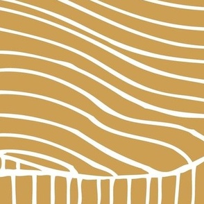 Dunes - Geometric Waves Stripes Mustard Yellow Jumbo Scale