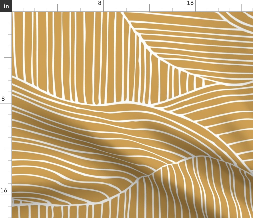 Dunes - Geometric Waves Stripes Mustard Yellow Jumbo Scale