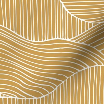 Dunes - Geometric Waves Stripes Mustard Yellow Large Scale
