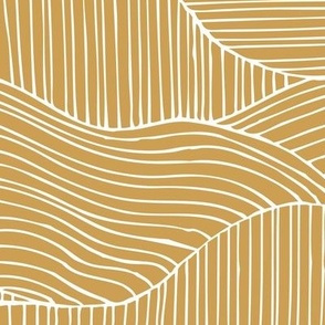 Dunes - Geometric Waves Stripes Mustard Yellow Large Scale