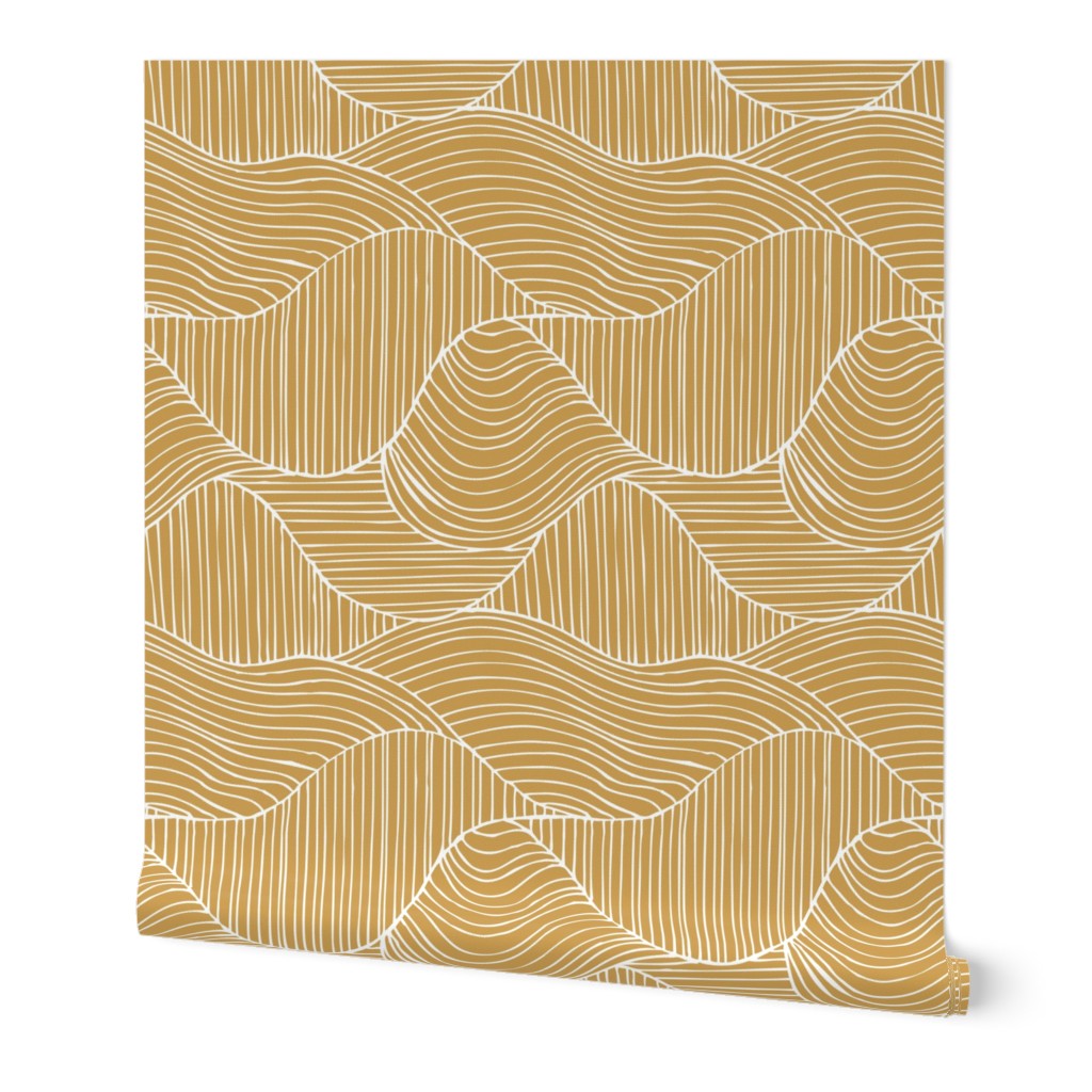 Dunes - Geometric Waves Stripes Mustard Yellow Regular Scale