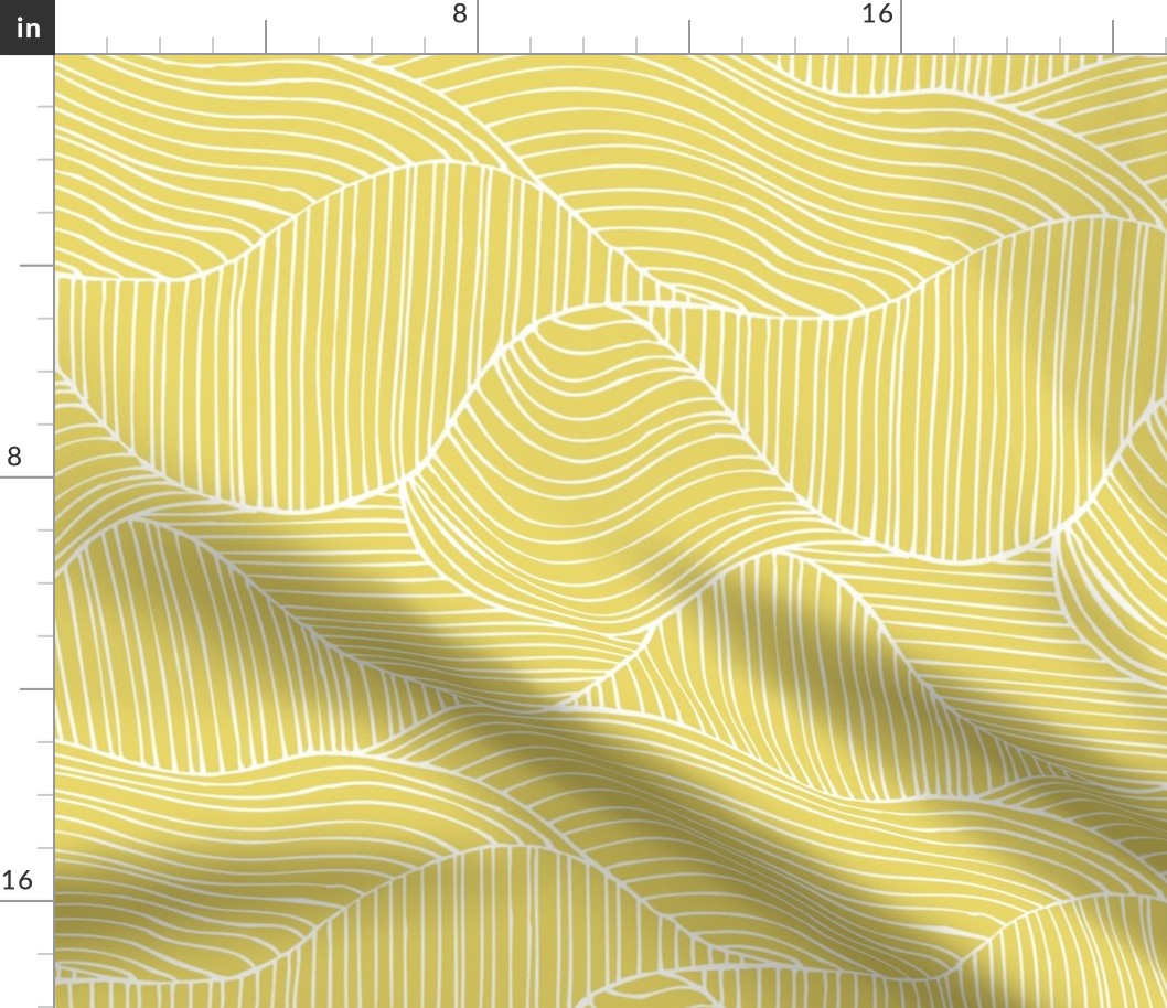 Dunes - Geometric Waves Stripes Citron Yellow Large Scale