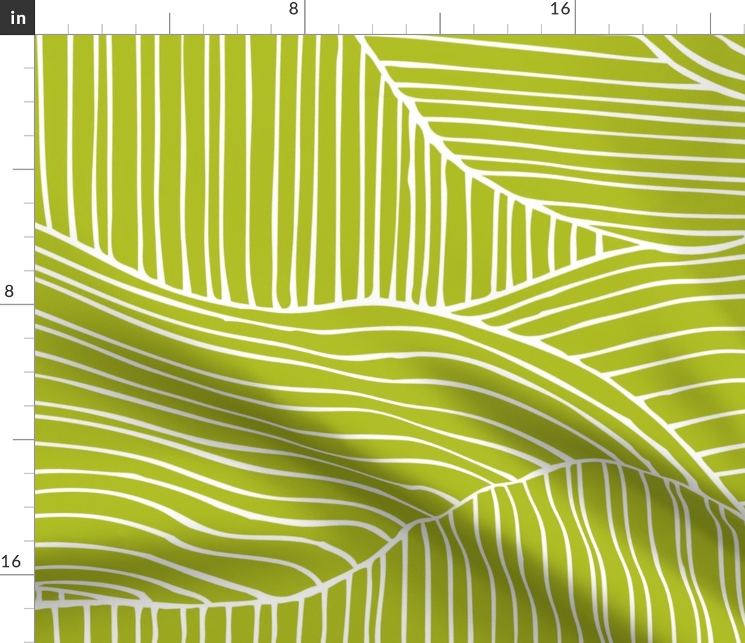 Dunes - Geometric Waves Stripes Lime Green Jumbo Scale