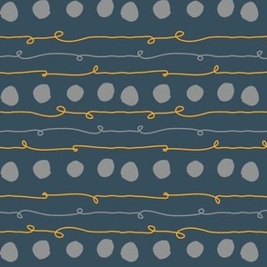 Eclectic Grey dots And yellow  scribble lines