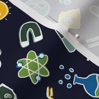 Science Icons on Navy