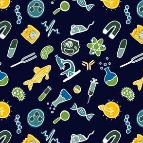 Science Icons  on Navy- small scale