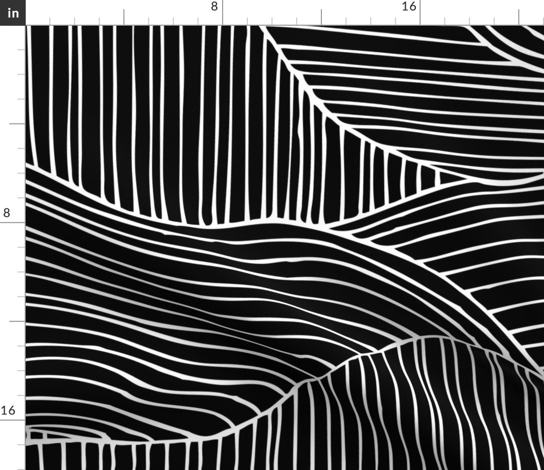 Dunes - Geometric Waves Stripes Black & White Jumbo Scale