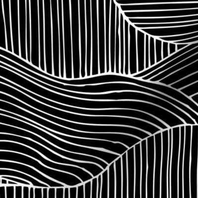 Dunes - Geometric Waves Stripes Black & White Large Scale