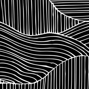 Dunes - Geometric Waves Stripes Black & White Large Scale