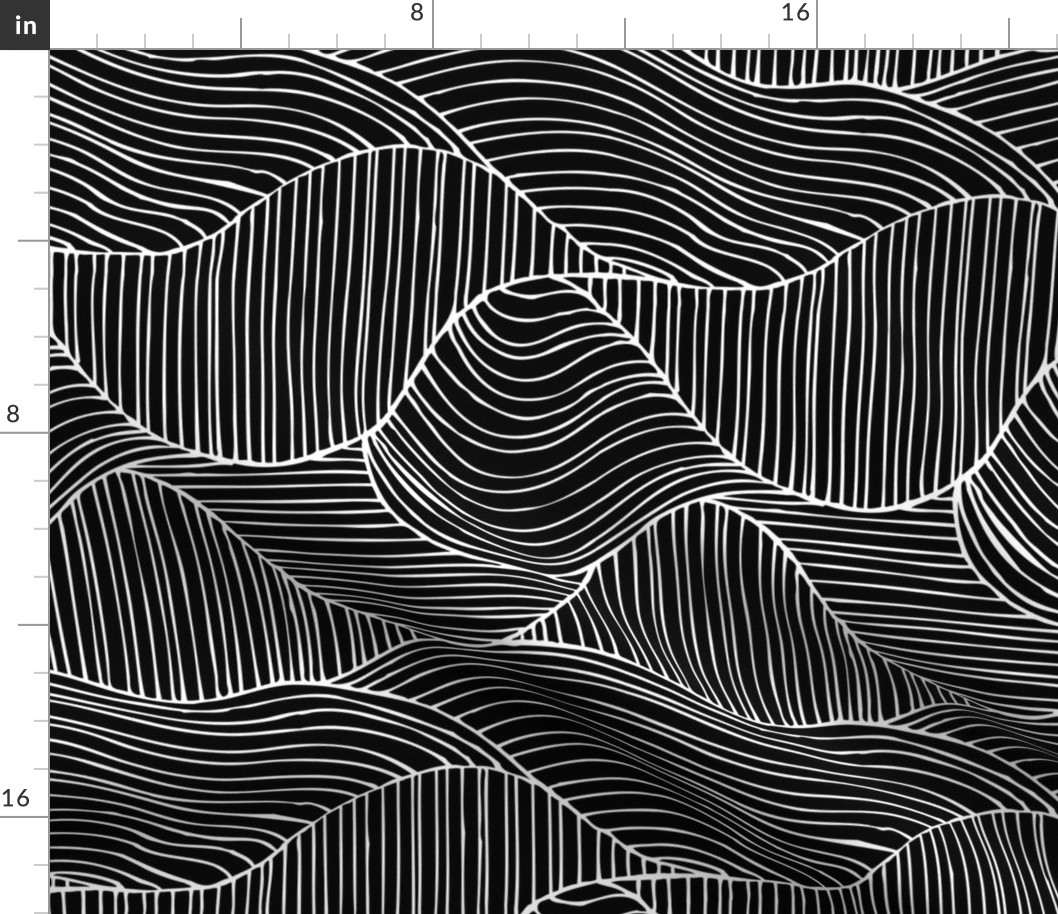 Dunes - Geometric Waves Stripes Black & White Large Scale