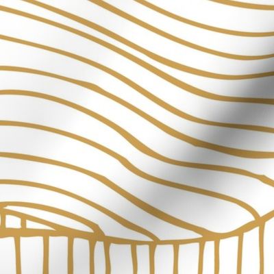 Dunes - Geometric Waves Stripes White Golden Yellow Jumbo Scale
