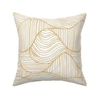 Dunes - Geometric Waves Stripes White Golden Yellow Large Scale