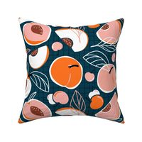 You're A Peach - Stone Fruit Dark Teal Large Scale