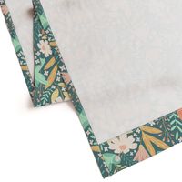 Hummingbird Floral-Orange Aqua