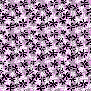 Ditsy Daisies Pink, Black and white