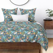 Hummingbird Foral-Blue Green